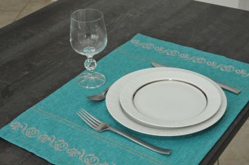 Set de table 35x50 turquoise-gris
