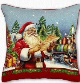 Housse de coussin damassée 45x45 Père Noël